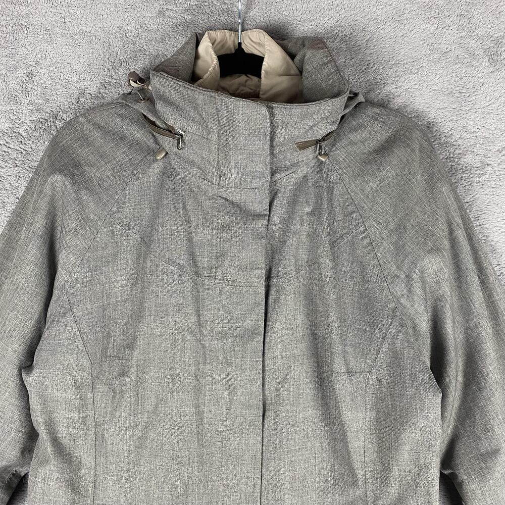 LL Bean Jacket Womens Small Gray Hooded Full Zip Polyester Parka Coat Insulated - Picture 2 of 16
